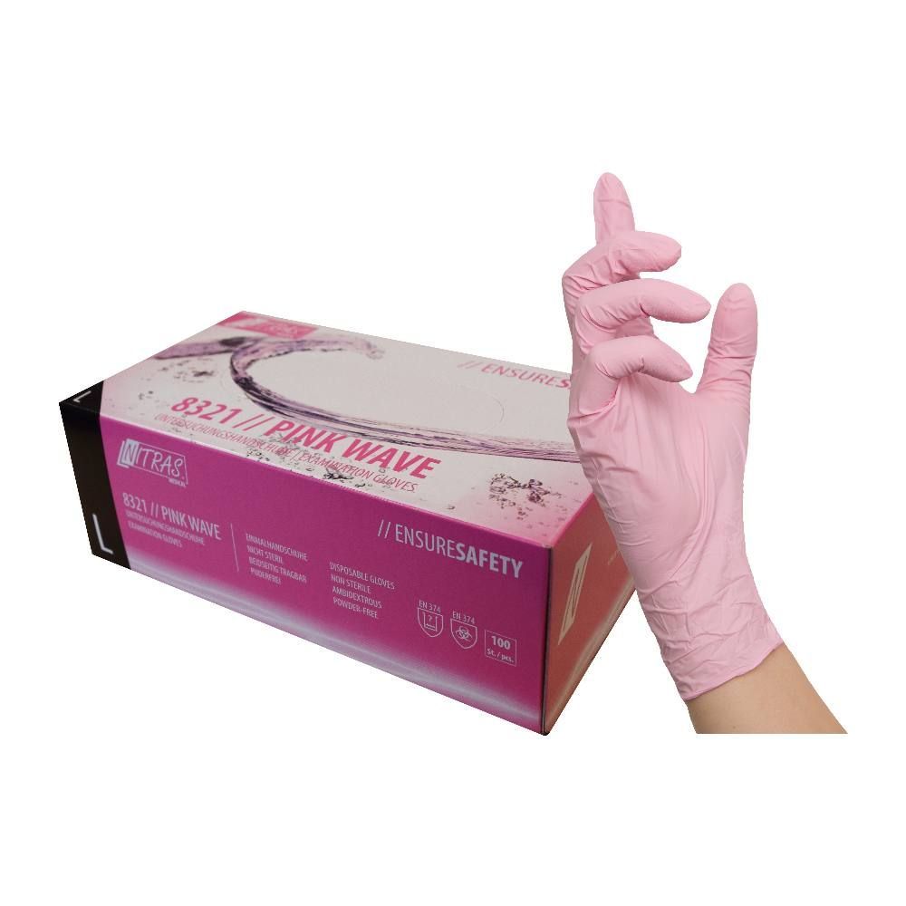 slide image NITRAS Pink Wave  Nitril-Einmalhandschuhe