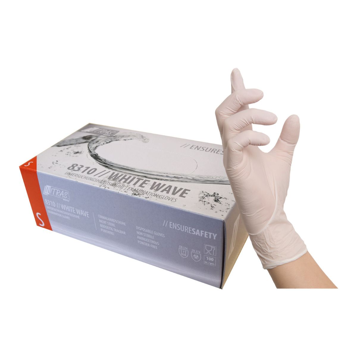 slide image NITRAS White Wave Nitril-Einmalhandschuhe