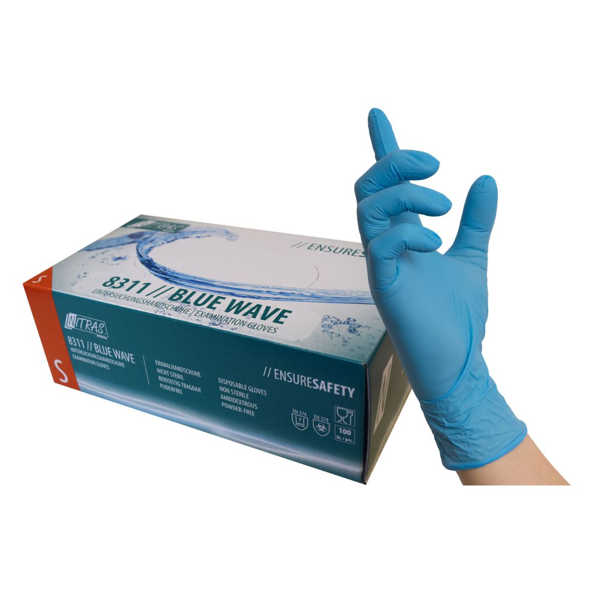slide image NITRAS Blue Wave Nitril-Einmalhandschuhe